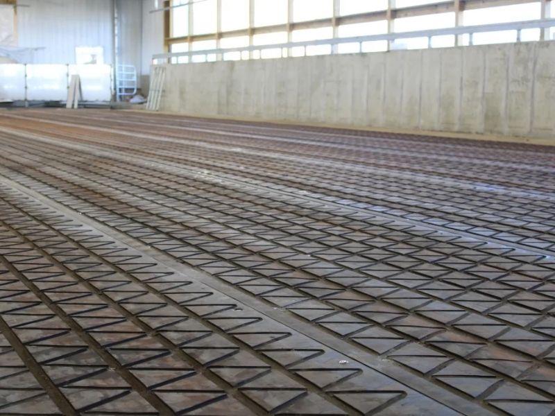 High-traffic feedlot with rubber flooring